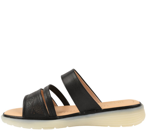 Papuci casual, dama, FORMAZIONE, 33191 negru, piele naturala